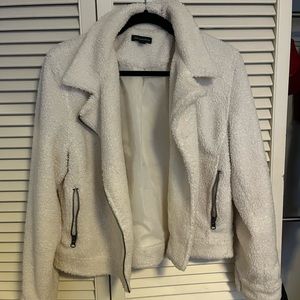 White teddy zip jacket